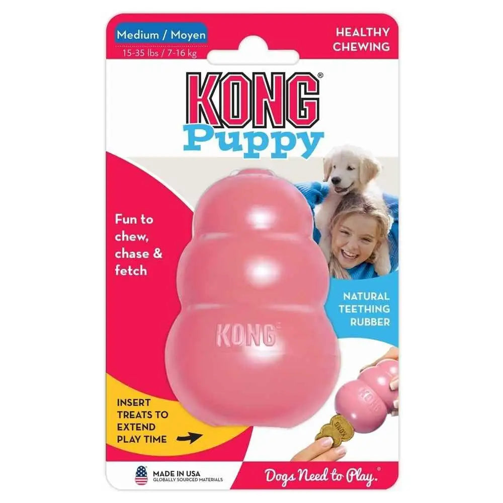 KONG Puppy Natural Teething Rubber Dog Chew Toy with Your Choice of Dog Treat Toy XS-L