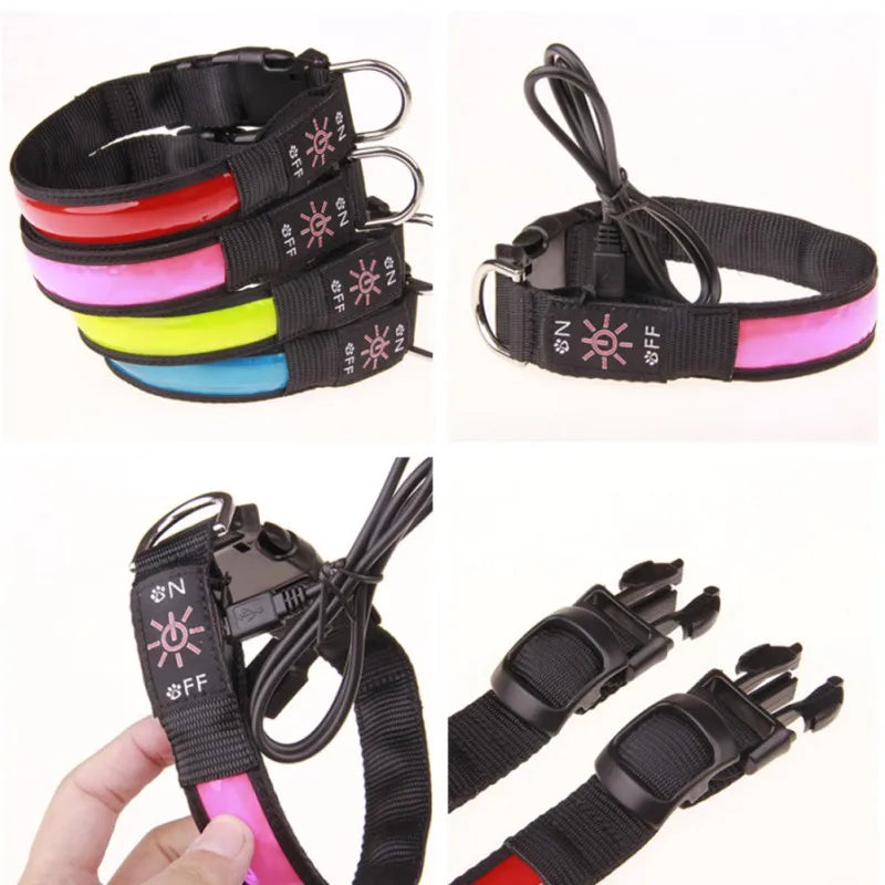 Pet USB Charging LED Anti-lost Luminous Collar 61-64cm Pet Dog Collar Night Dog Collars Glowing Luminous Dog accessories