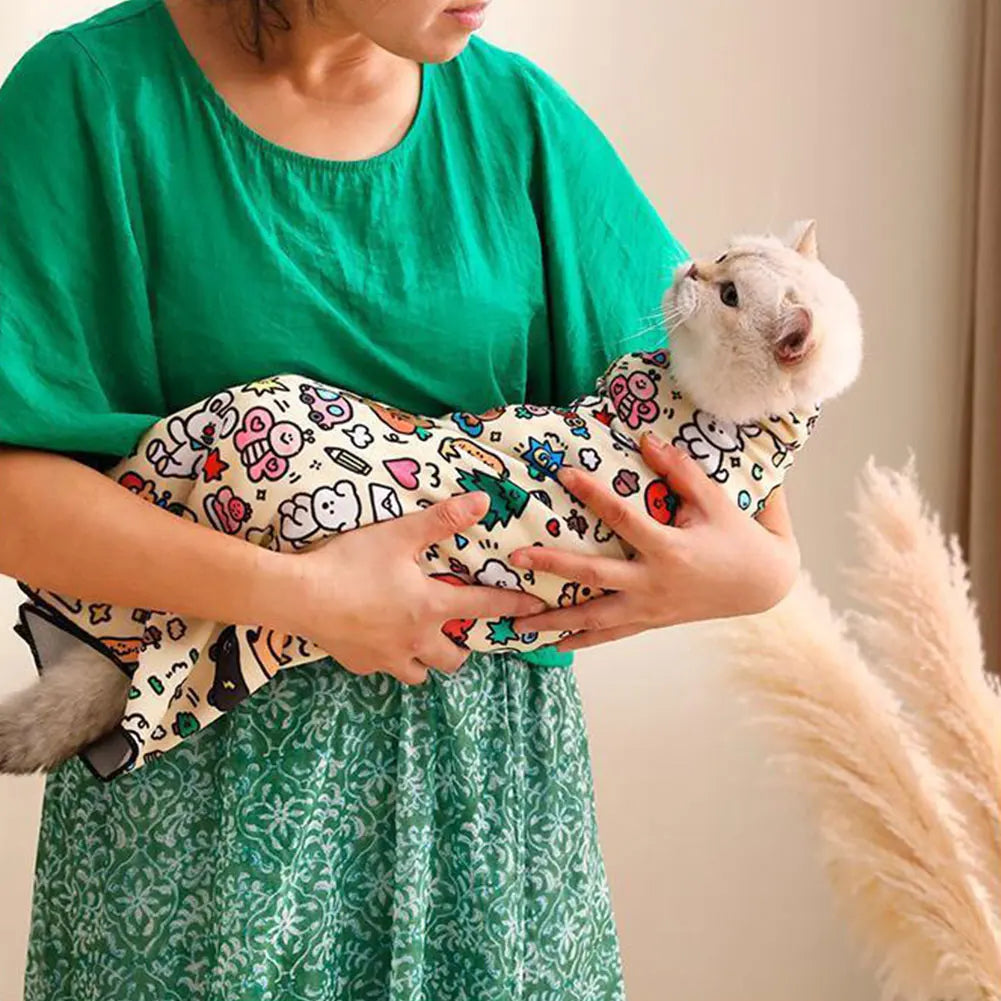 Cat Restraint Wrap Self-Adherent Cat Grooming Wrap Anti-Bite Anti-Scratch Anti-Escape Cat Swaddle Wrap for Cats and Dogs