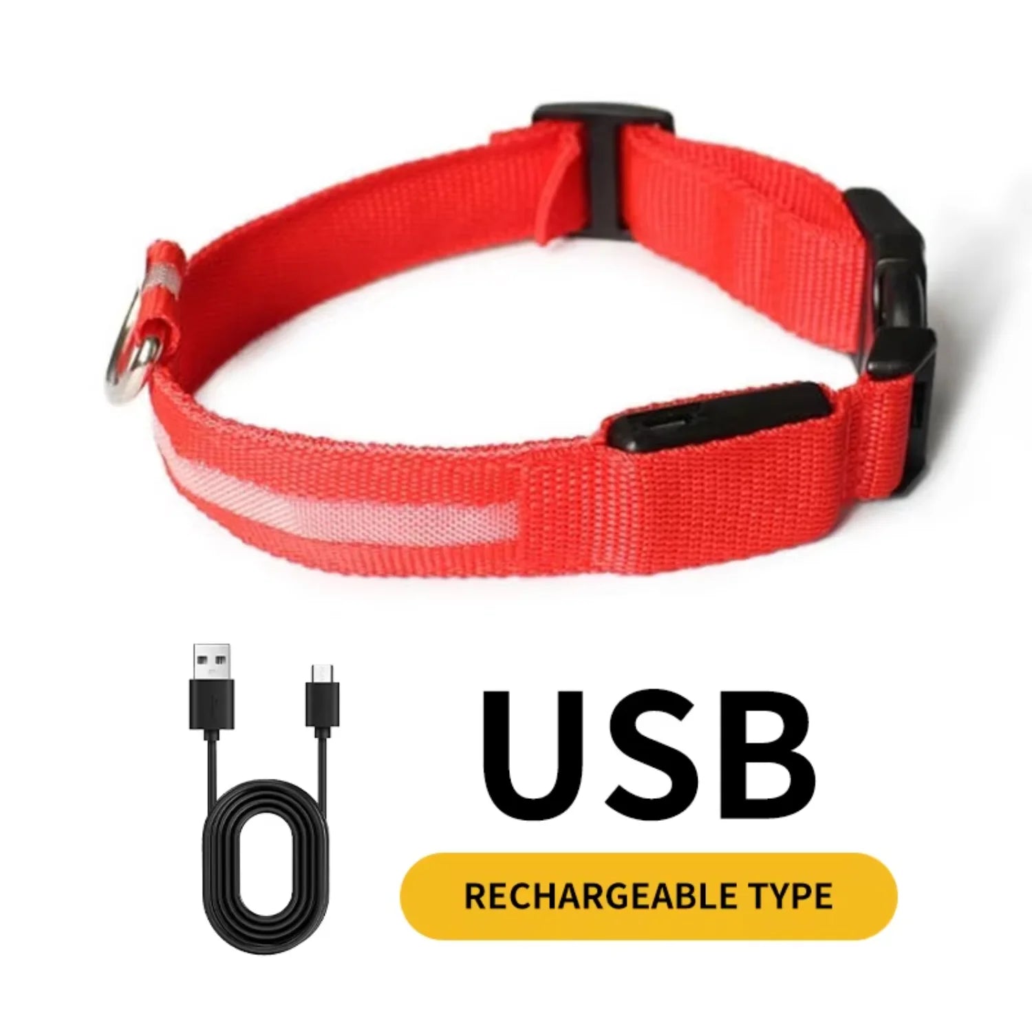 Waterproof  Light  Reflective Pet Adjustable Usb Type-C Recharge Luxury Led Luminous Collar For Dog