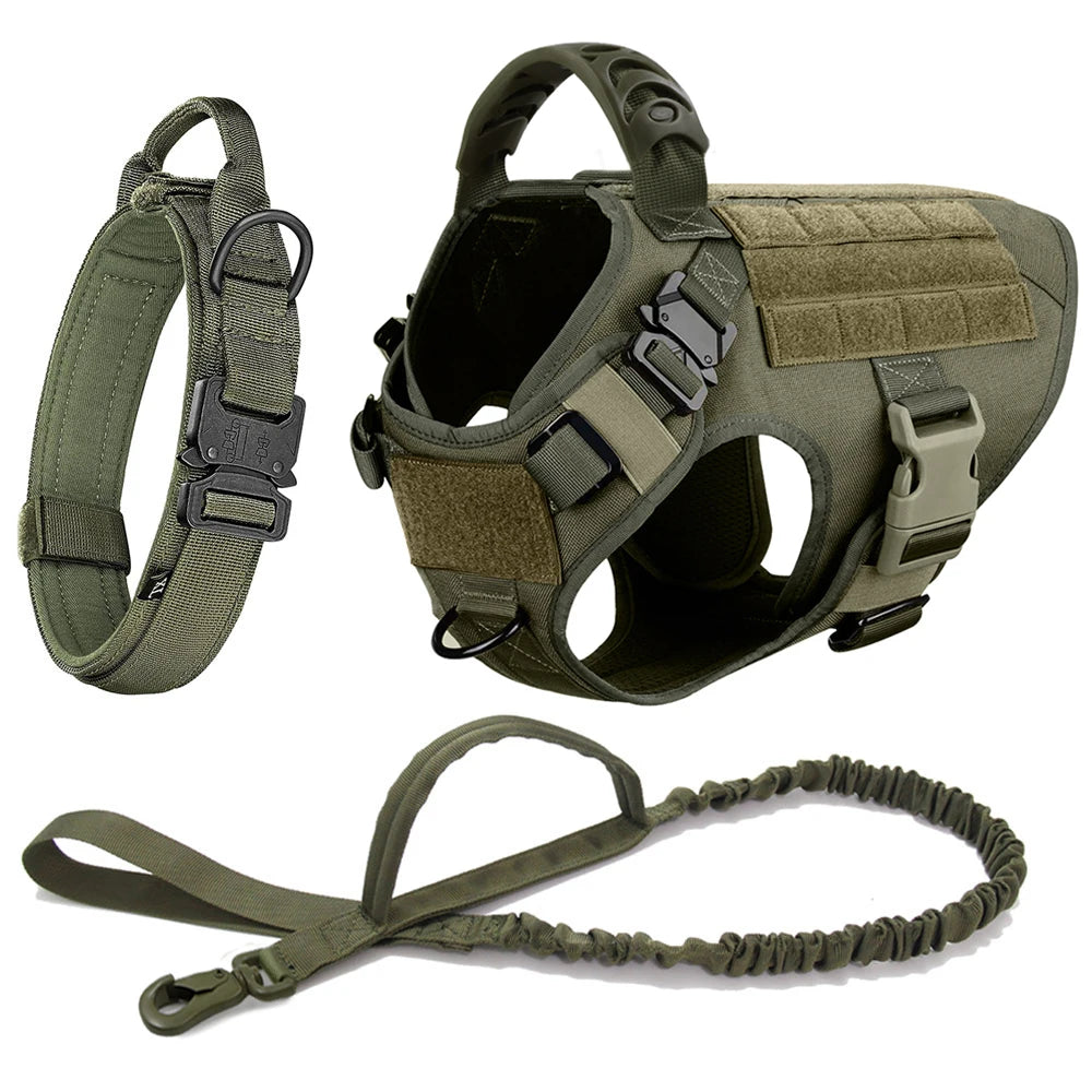Large Dog Harness Vest with Leash & Molle Pouches