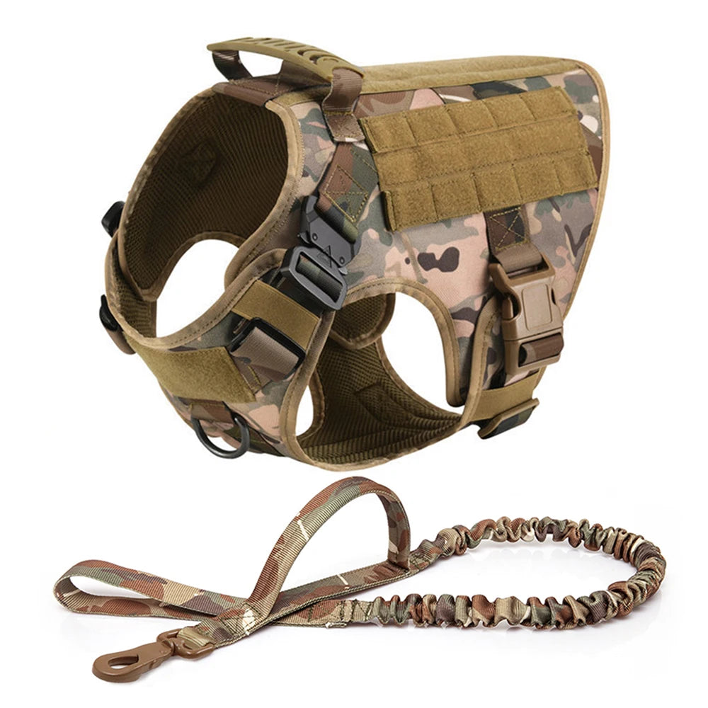 Large Dog Harness Vest with Leash & Molle Pouches