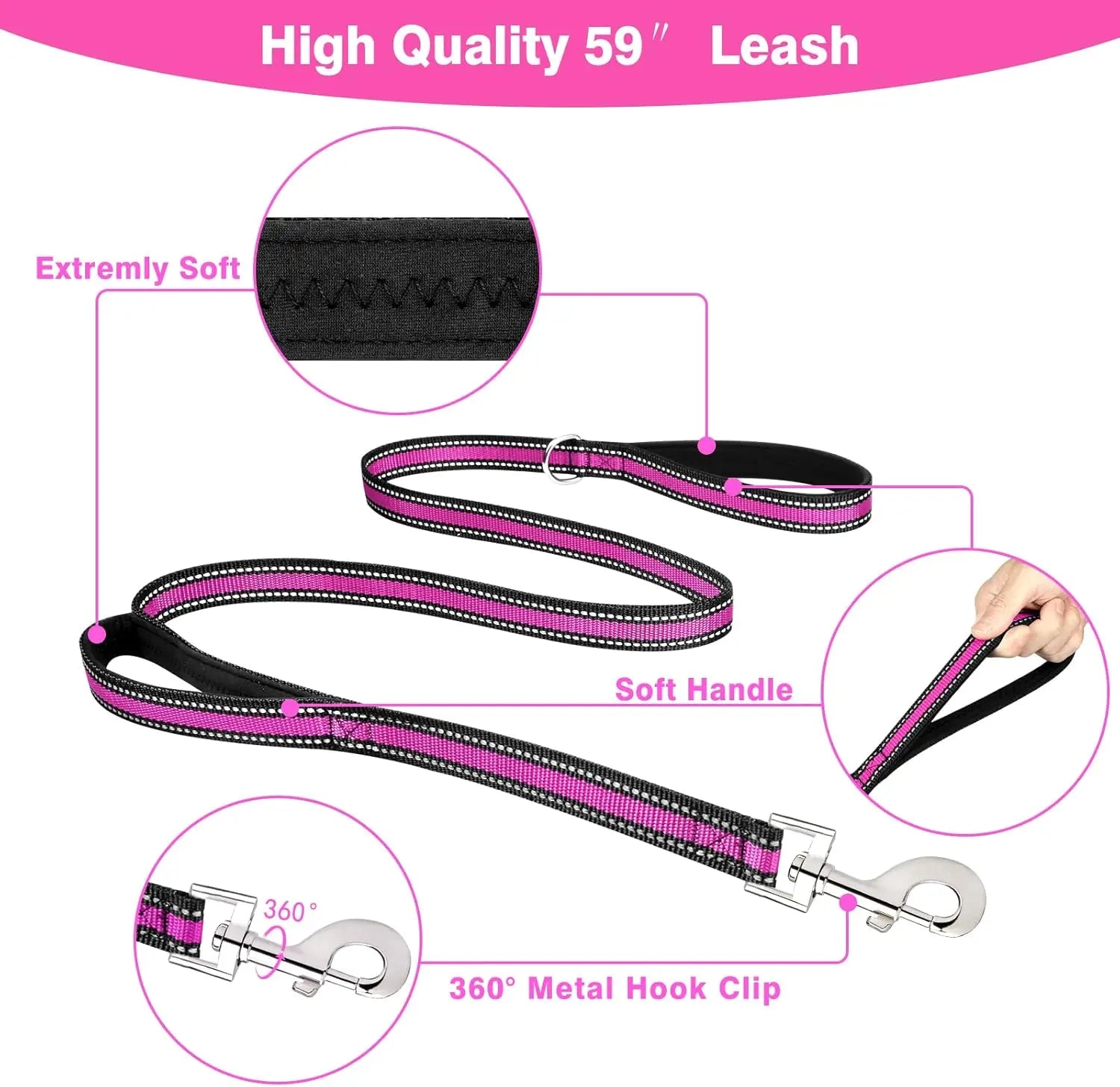 Pet Harness Collar and Leash Set All-in-one Reflective Dog Harness No Pull with Adjustable Buckles for Puppies Small Medium