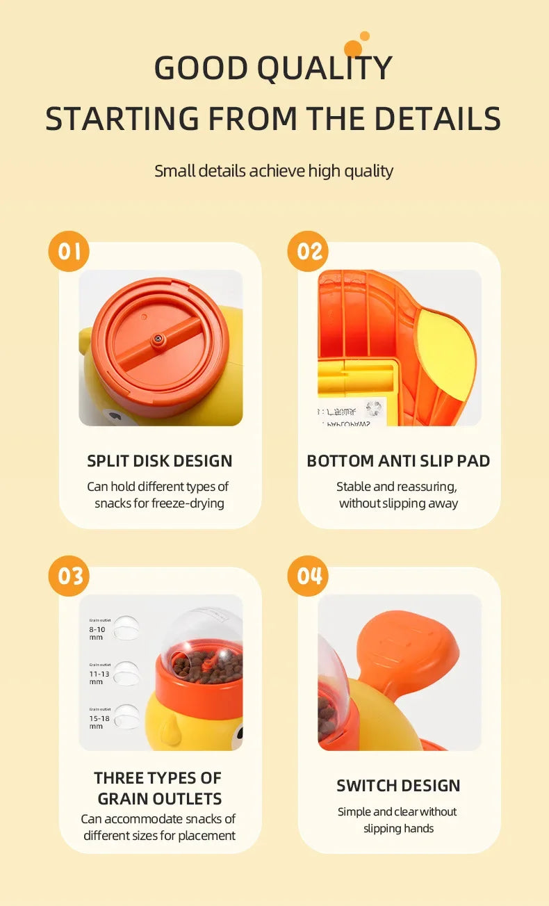 Yellow Duck Interactive Dog & Cat Treat Dispenser