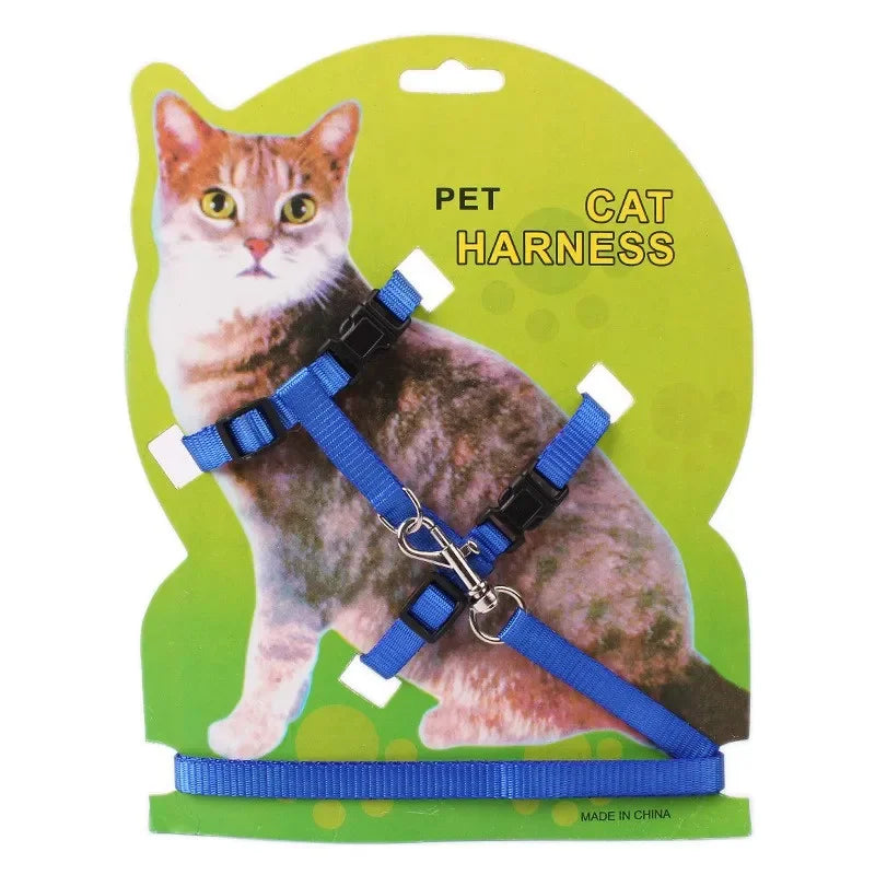 Adjustable Nylon Cat Harness with Leash Set Comfort Fit Vest Escape-Proof Cat Harness And Leash for Safe Walking and Training