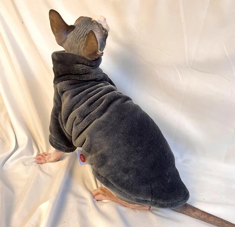Warm Coral Velvet Hairless Cat Clothes Winter Sphynx Vest Turtleneck Kitten Clothing Puppy Costume Pet Accessories Gatitos