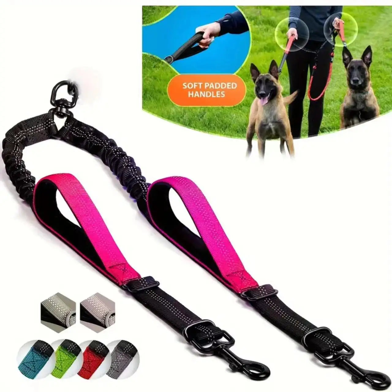 Dual Dog Leash Coupler – Padded, No-Tangle Design