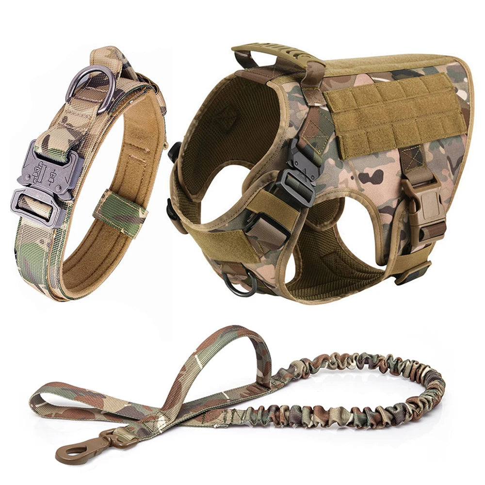 Large Dog Harness Vest with Leash & Molle Pouches
