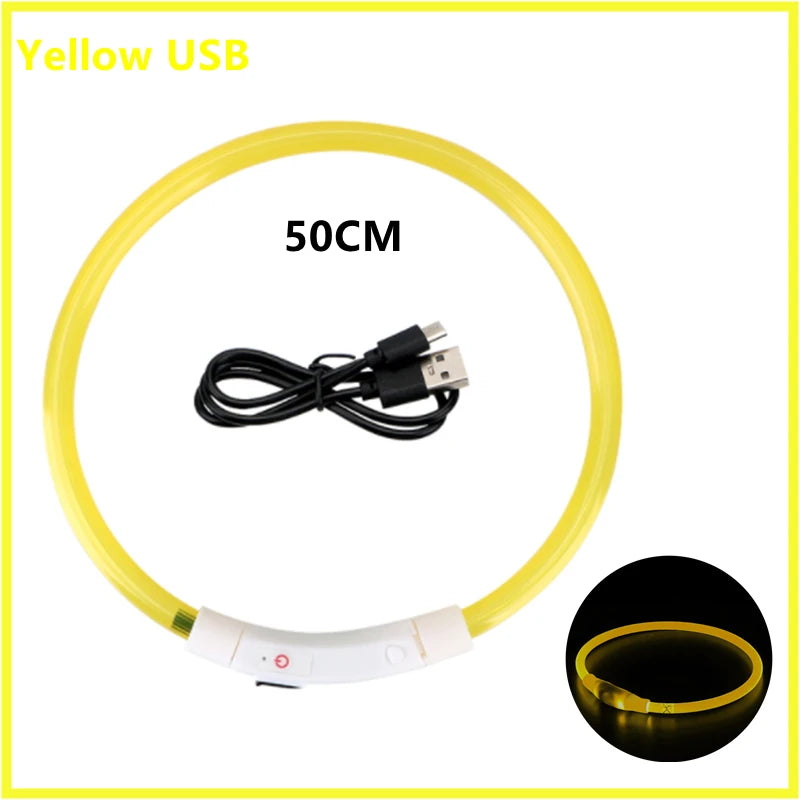 USB Rechargeable LED Pet Collar – Adjustable Glowing Safety Light