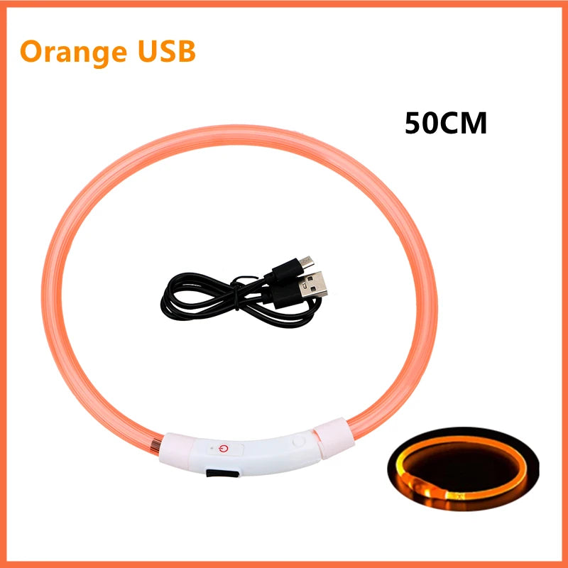 USB Rechargeable LED Pet Collar – Adjustable Glowing Safety Light