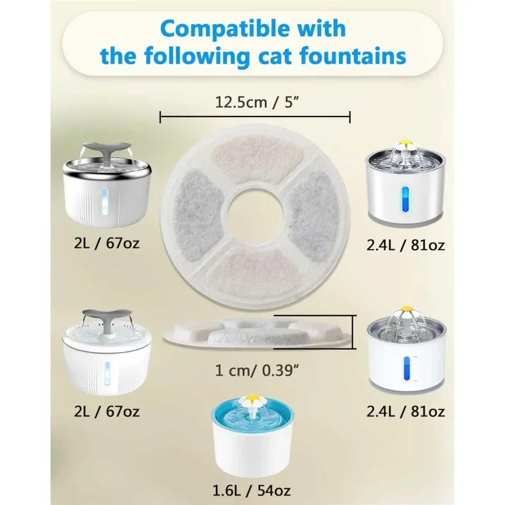 6/12pcs Replacement Activated Carbon Filter for Cat Water Drinking Fountain Replaced Filters Flower for Pet Dog Round Fountain