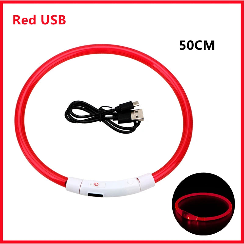 USB Rechargeable LED Pet Collar – Adjustable Glowing Safety Light