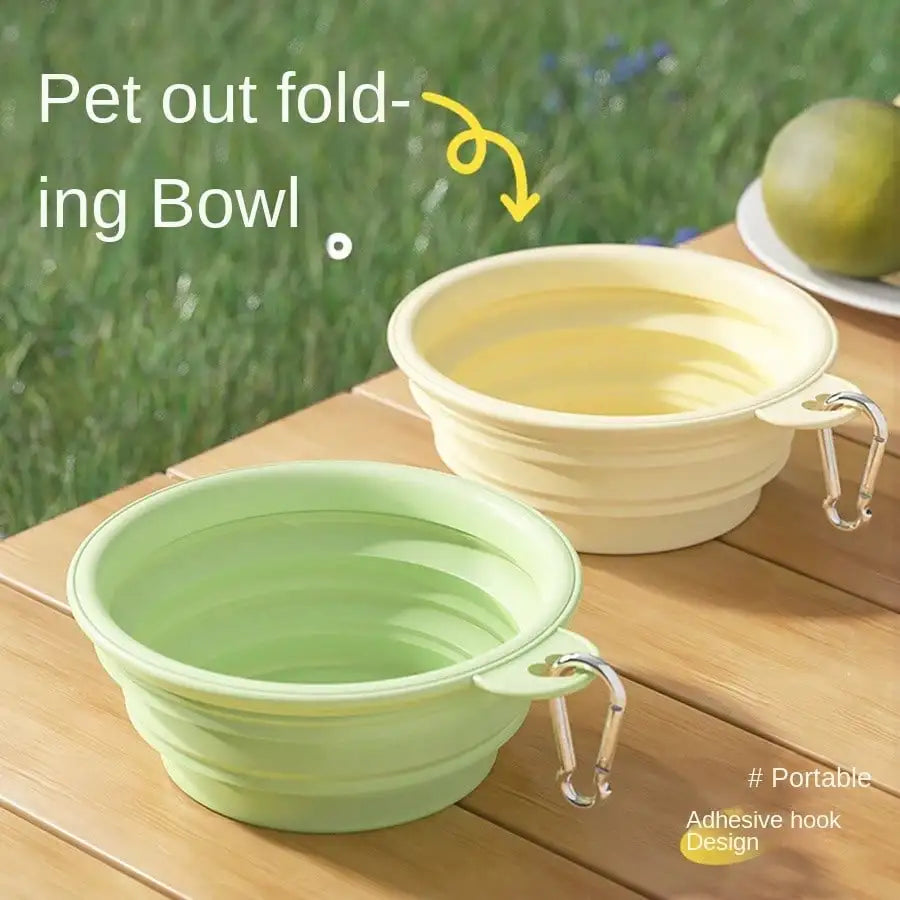 350ml Macaron Color Pet Outing Portable Foldableing Bowl Dog Drinking Bowl Cat Food Bowl Rice Bowl Travel Bowl with Carabiner
