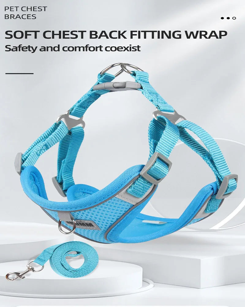 Dog Harness Leash Set for Small Medium Dog Cat Chest Strap Reflective Dog Clothes Vest Set Chihuahua Outdoor Walking Pet Supplie