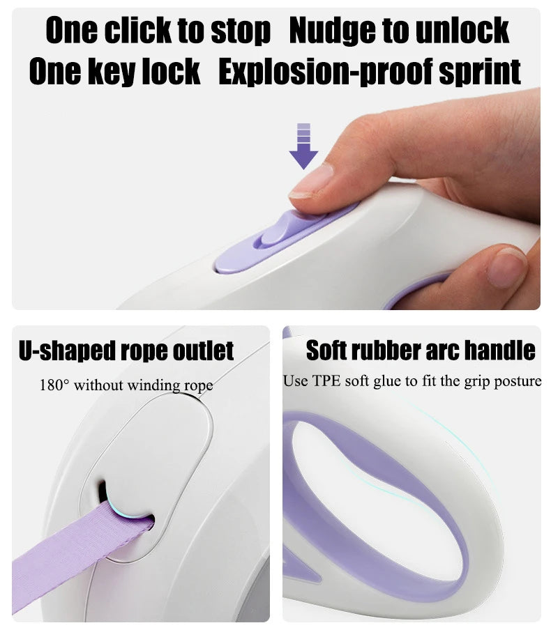 LED Luminous Dog Leash Automatic Retractable Leash for Medium Dogs Outdoor Small Pet Traction Rope Dog Accessories Pet Supplies