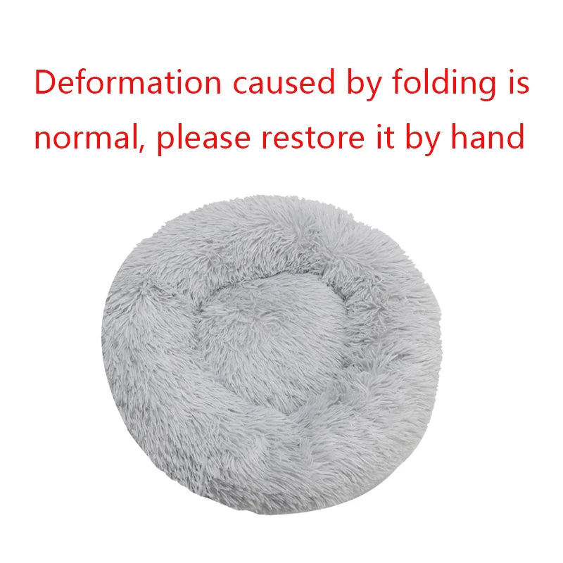 Round Plush Dog & Cat Bed – Washable