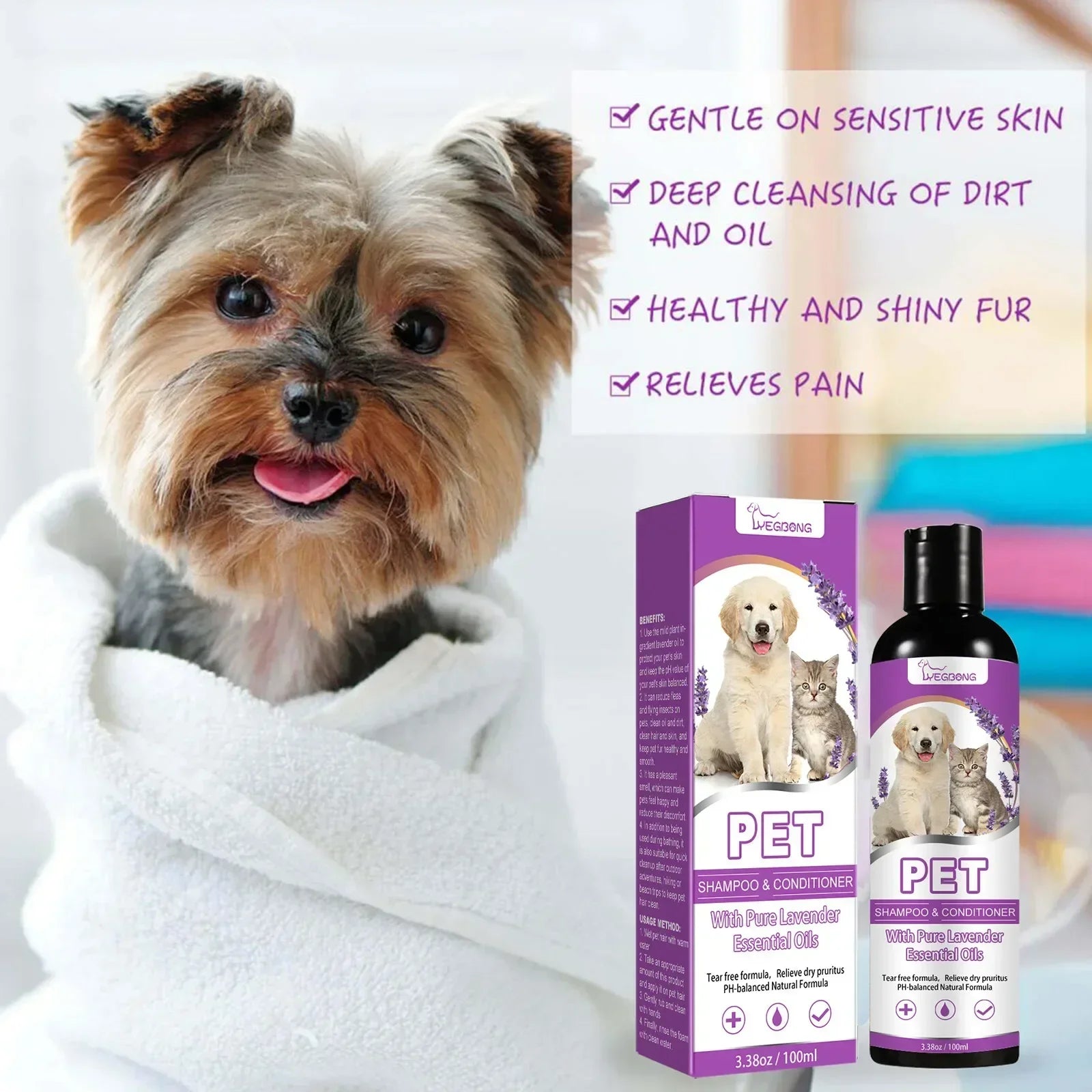 Pet Shampoo Flea Killer Hair Softening Relieve Itching PH Balanced Cleaning Natural Long-lasting Fragrance Mite Removal Dirt