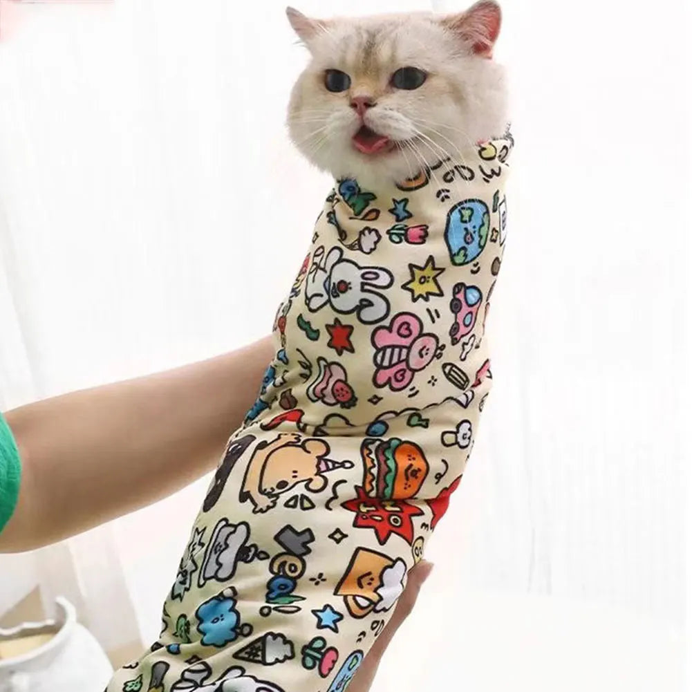 Cat Restraint Wrap Self-Adherent Cat Grooming Wrap Anti-Bite Anti-Scratch Anti-Escape Cat Swaddle Wrap for Cats and Dogs