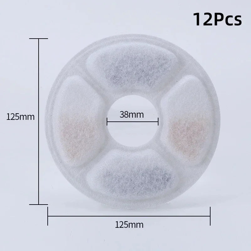 6/12pcs Replacement Activated Carbon Filter for Cat Water Drinking Fountain Replaced Filters Flower for Pet Dog Round Fountain