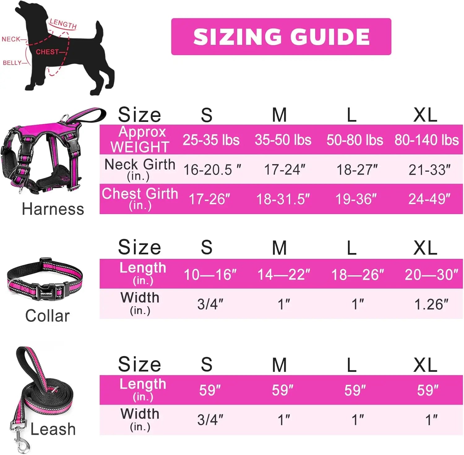 Pet Harness Collar and Leash Set All-in-one Reflective Dog Harness No Pull with Adjustable Buckles for Puppies Small Medium