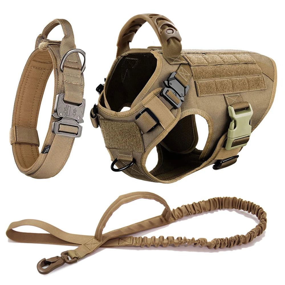 Large Dog Harness Vest with Leash & Molle Pouches