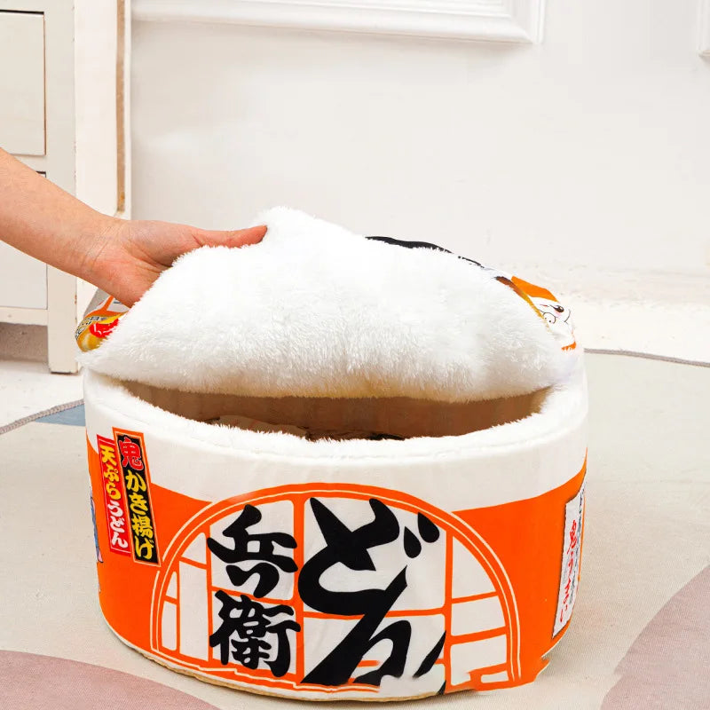 Pet Dog Cat House Kennel Super Large Instant Noodle Warm Dog Cat Nest Beds Cushion Udon Cup Noodle Pet Bed Cozy Nest
