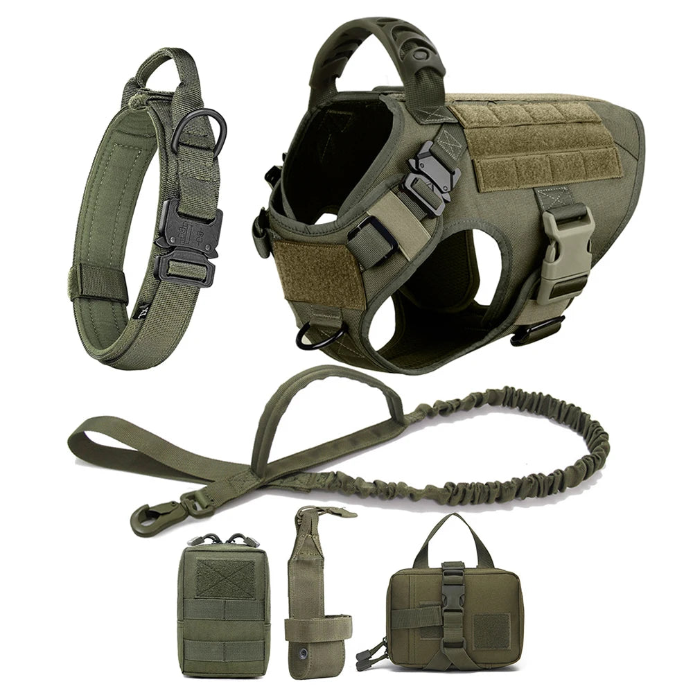 Large Dog Harness Vest with Leash & Molle Pouches