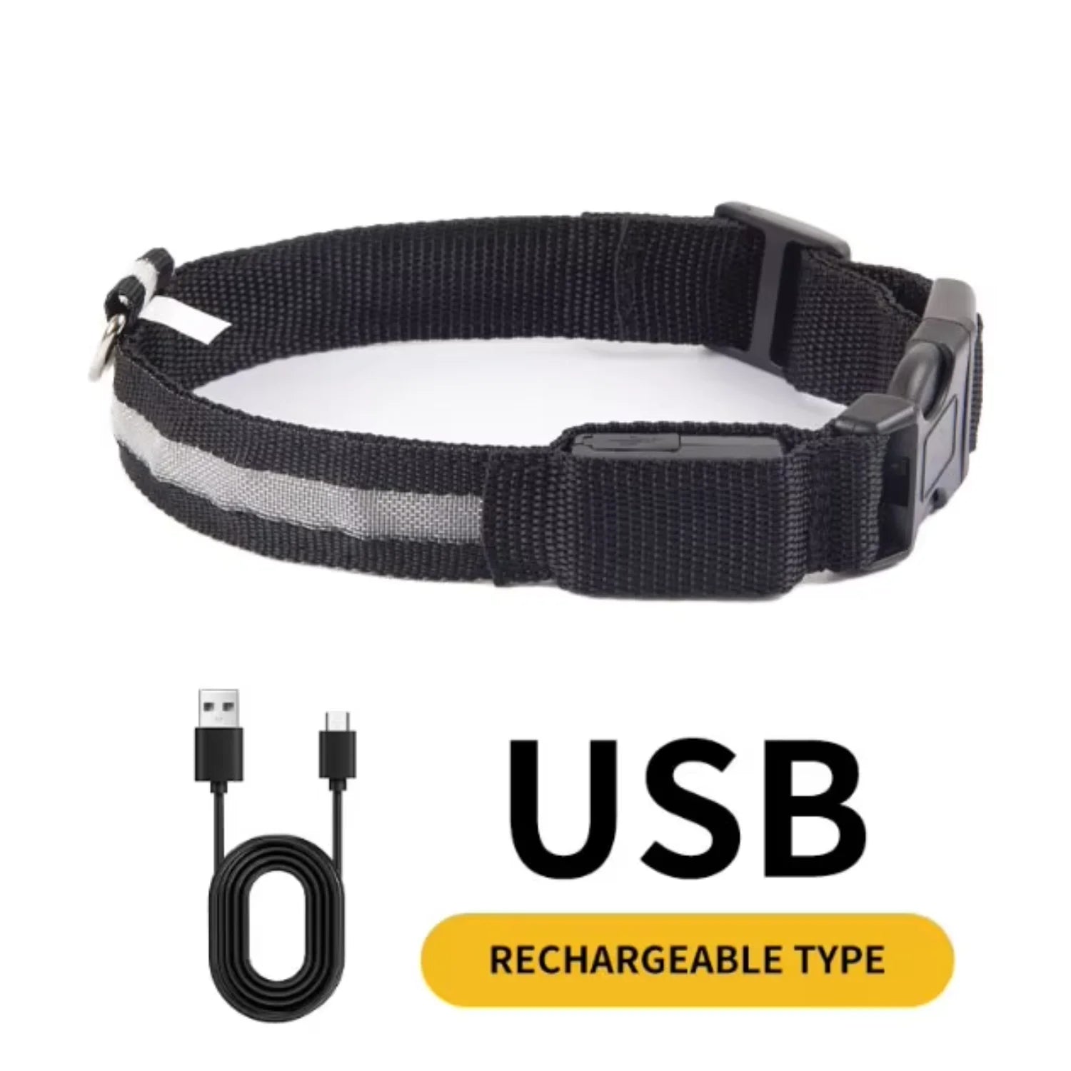 Waterproof  Light  Reflective Pet Adjustable Usb Type-C Recharge Luxury Led Luminous Collar For Dog