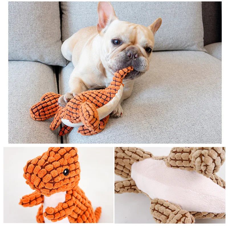 Plush Squeaky Dinosaur Dog Toy