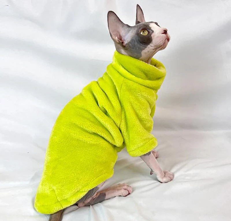 Warm Coral Velvet Hairless Cat Clothes Winter Sphynx Vest Turtleneck Kitten Clothing Puppy Costume Pet Accessories Gatitos