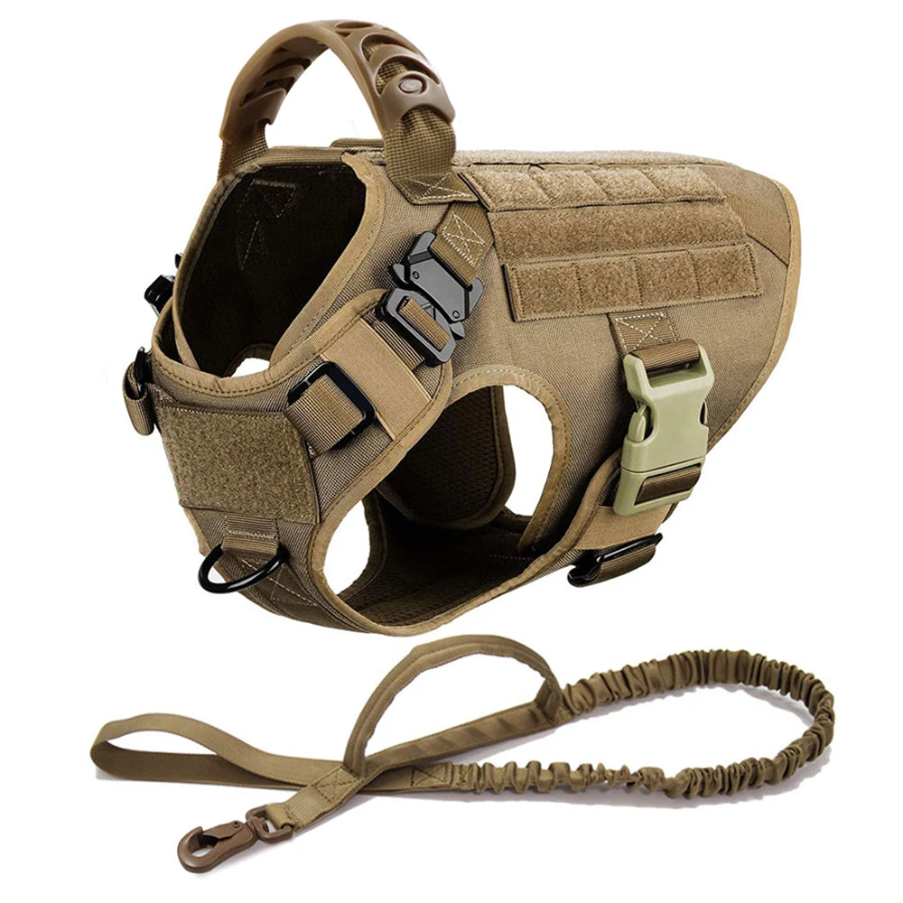 Large Dog Harness Vest with Leash & Molle Pouches