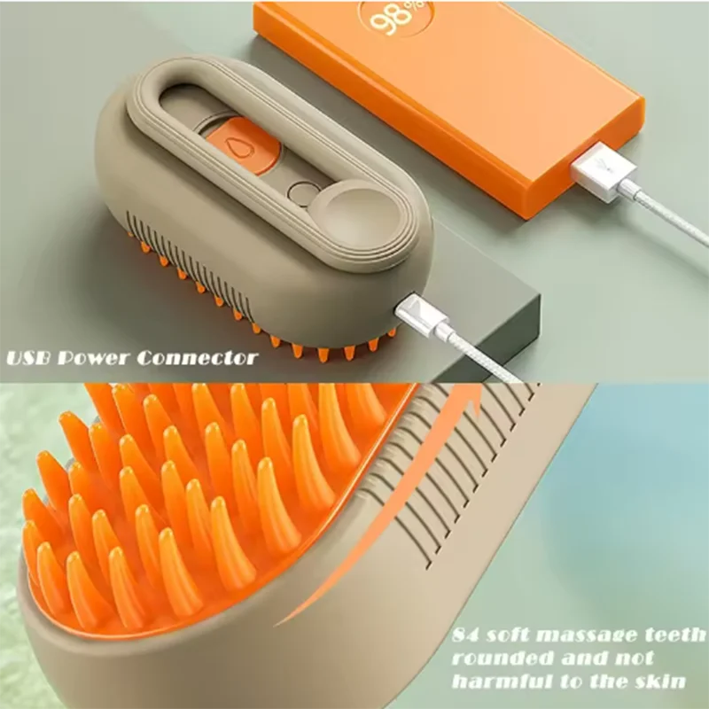 Cat Dog Pet Spray Massage Brush One Button Steam Spray Folding Rotatable Floating Hair Bath Hair Removal Brush Comb