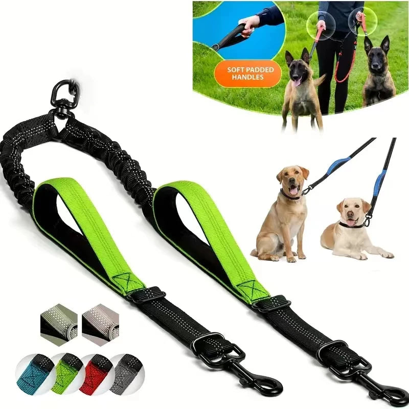 Dual Dog Leash Coupler – Padded, No-Tangle Design