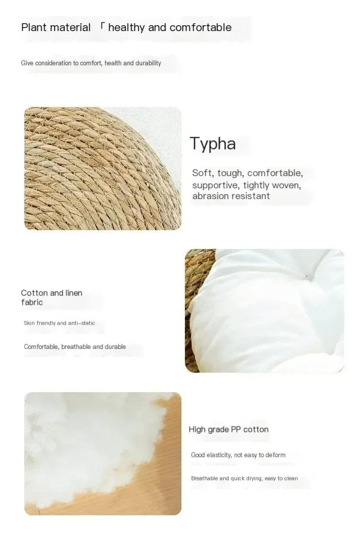 Natural Woven Cat Bed with Washable Pad