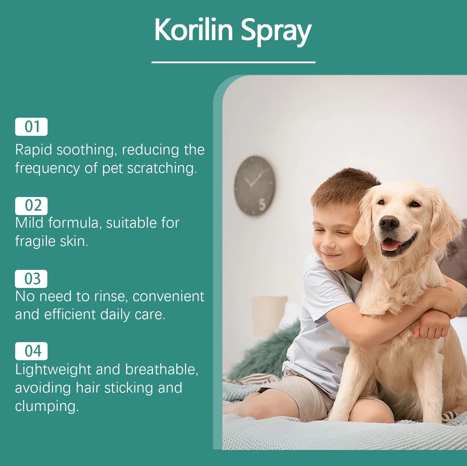 YEGBONG Hypoallergenic Pet Skin Care Spray Soothing Redness Relief Gentle Scratching Control for Dogs and Cats Sensitive Skin