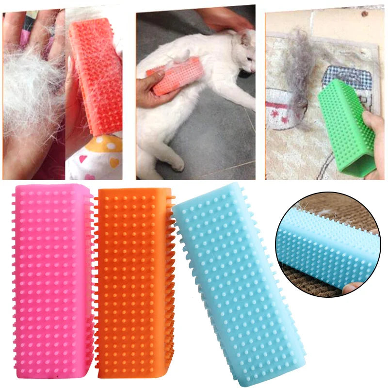 1PC Silicone Hollow Rubber Pet Dog Cat Hair Remover Cars Furniture Carpet Clothe Sofa Cleaner Brush Cat Massage Clean Hair Brush