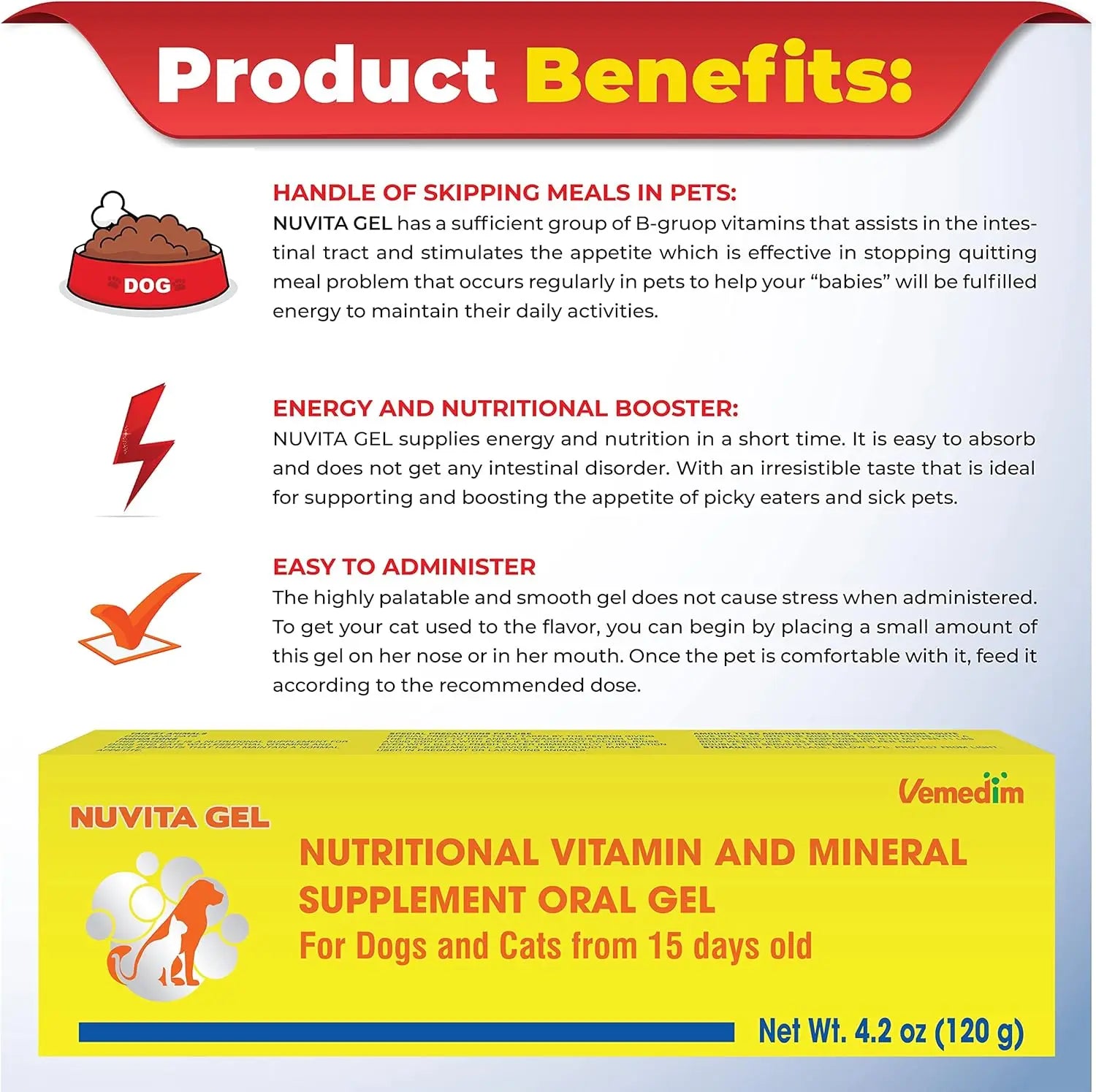 Premium Nutritional and Vitamin Gel for Dogs and Cats - Enhance Health, Boost Appetite, and Energize! Suitable for All Breeds an