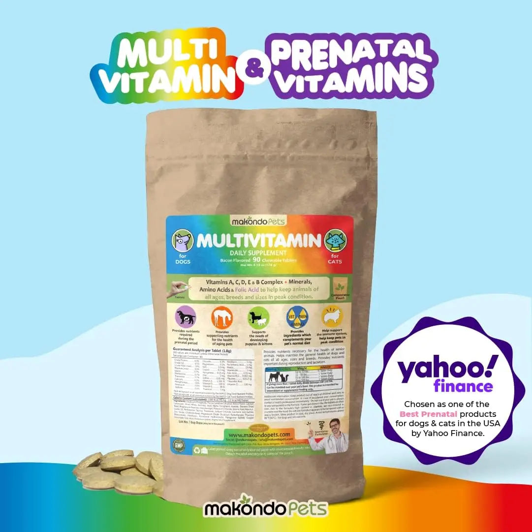 Prenatal Dog Vitamins – Multivitamin for Dogs and Cats with Folic Acid, Minerals and Amino Acids. Ideal for Pregnant, Breast