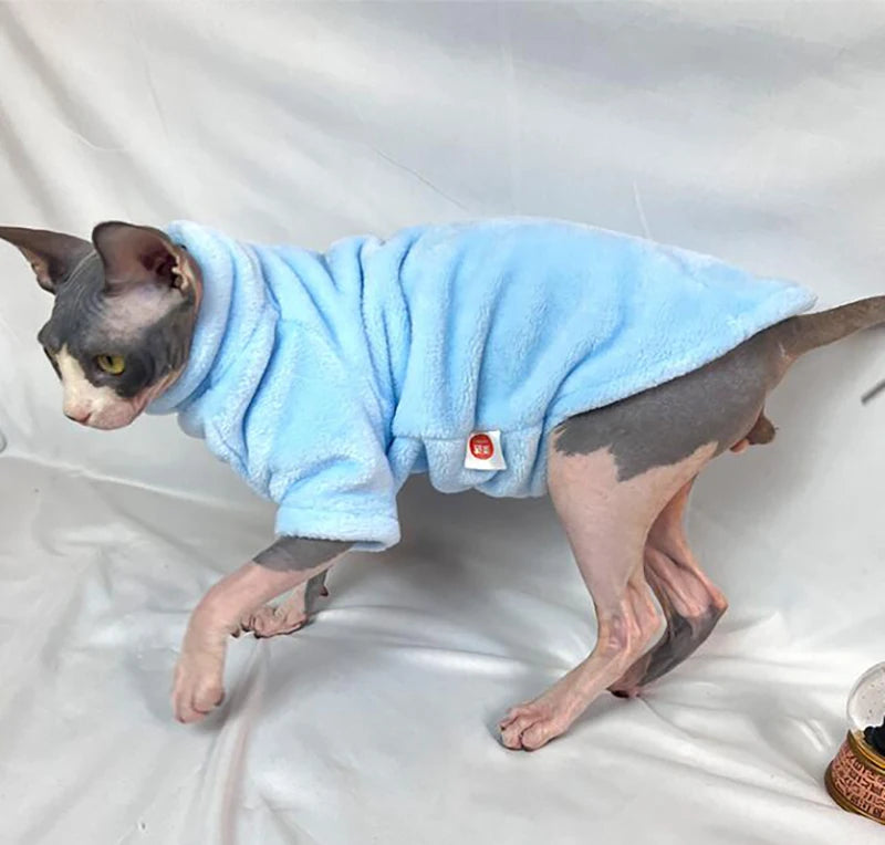Warm Coral Velvet Hairless Cat Clothes Winter Sphynx Vest Turtleneck Kitten Clothing Puppy Costume Pet Accessories Gatitos
