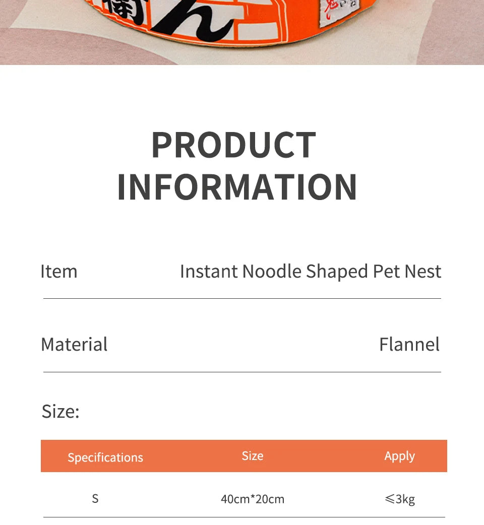 Pet Dog Cat House Kennel Super Large Instant Noodle Warm Dog Cat Nest Beds Cushion Udon Cup Noodle Pet Bed Cozy Nest