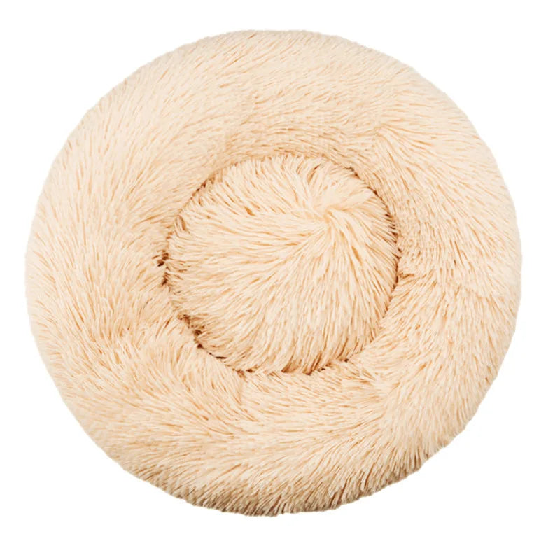 Round Plush Dog & Cat Bed – Washable