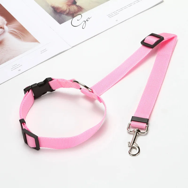 2-in-1 Pet Car Seat Belt & Leash – Adjustable Safety Harness
