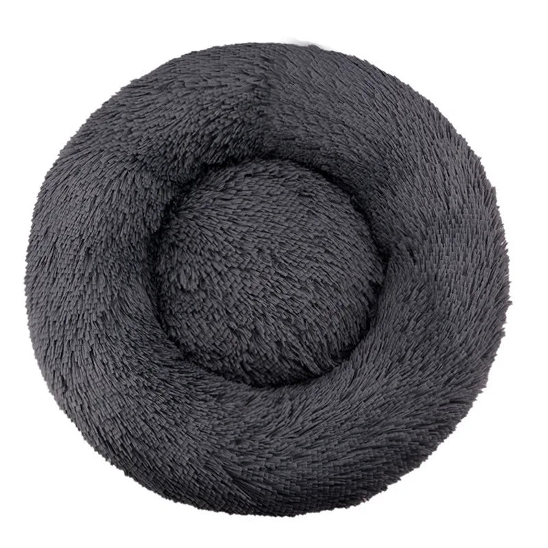 Round Plush Dog & Cat Bed – Washable
