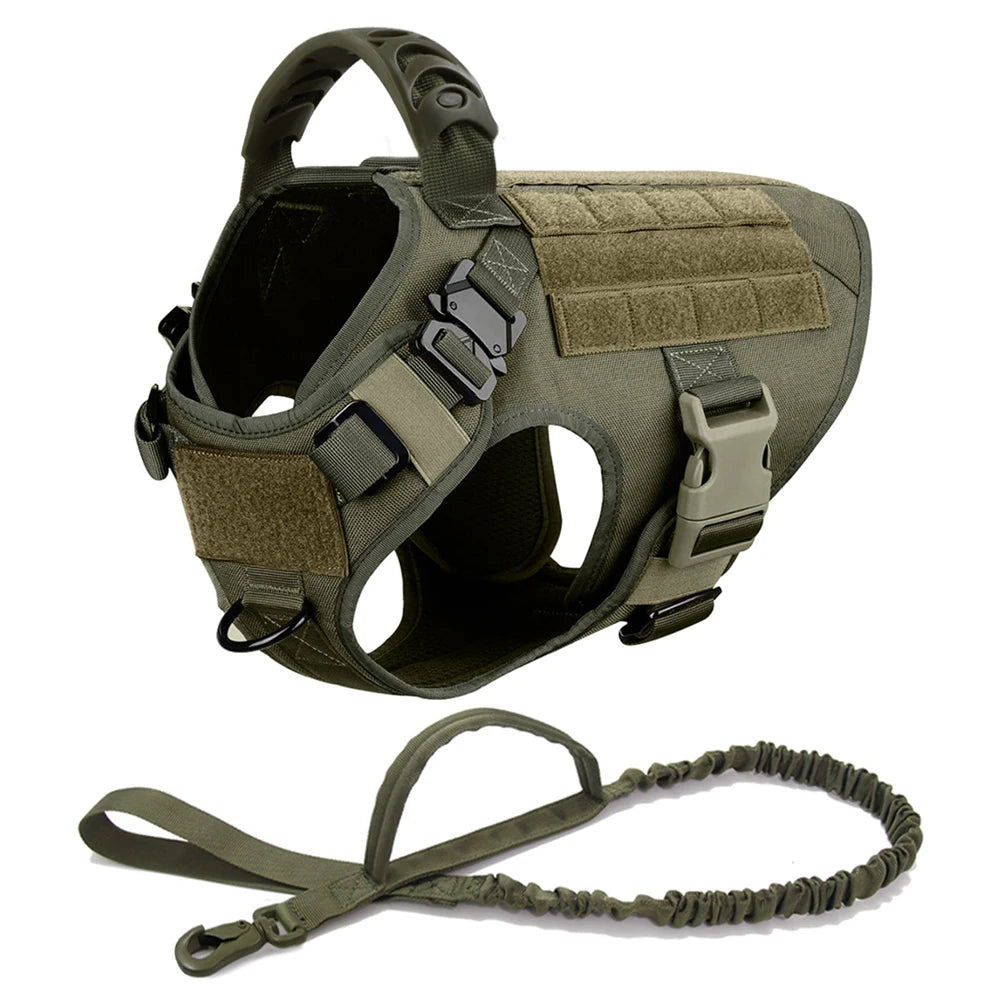 Large Dog Harness Vest with Leash & Molle Pouches