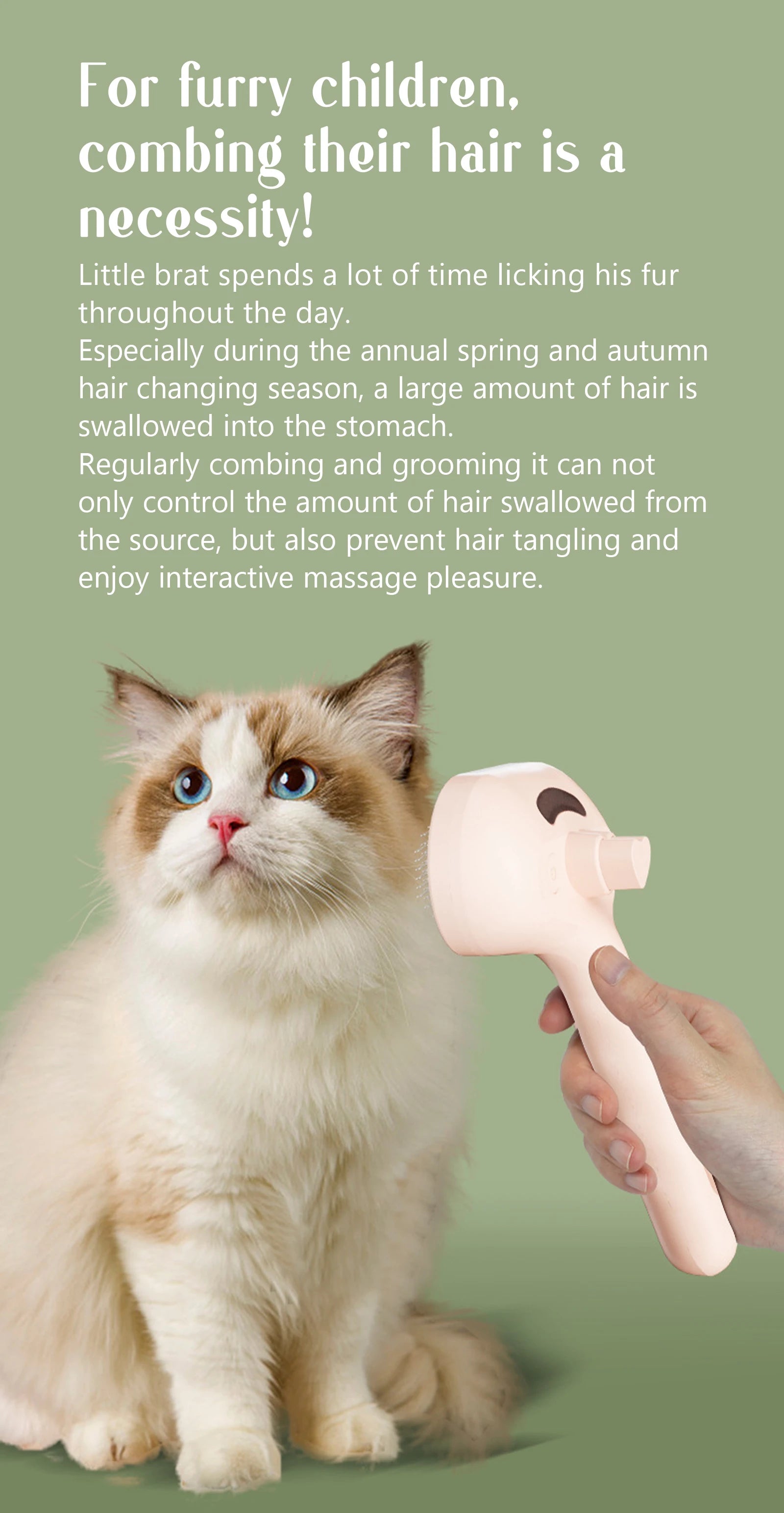 Dog Steam Comb Pet Massage Brush USB Charging Safe Round Head Soft Teeth Spray Hair Removal Comb Universal for Cats Dogs