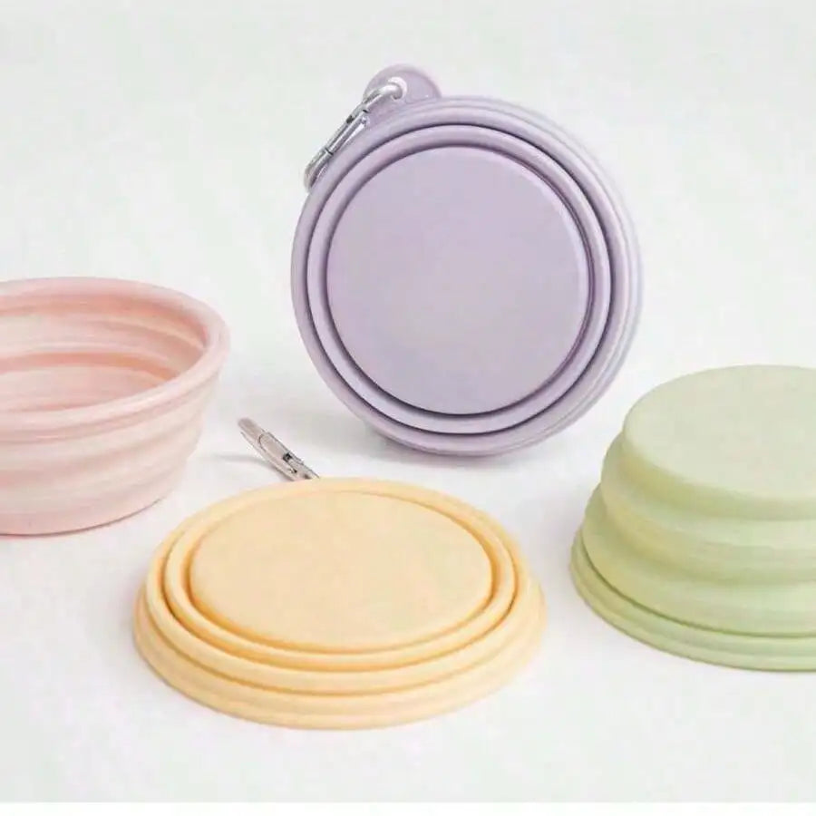 350ml Macaron Color Pet Outing Portable Foldableing Bowl Dog Drinking Bowl Cat Food Bowl Rice Bowl Travel Bowl with Carabiner