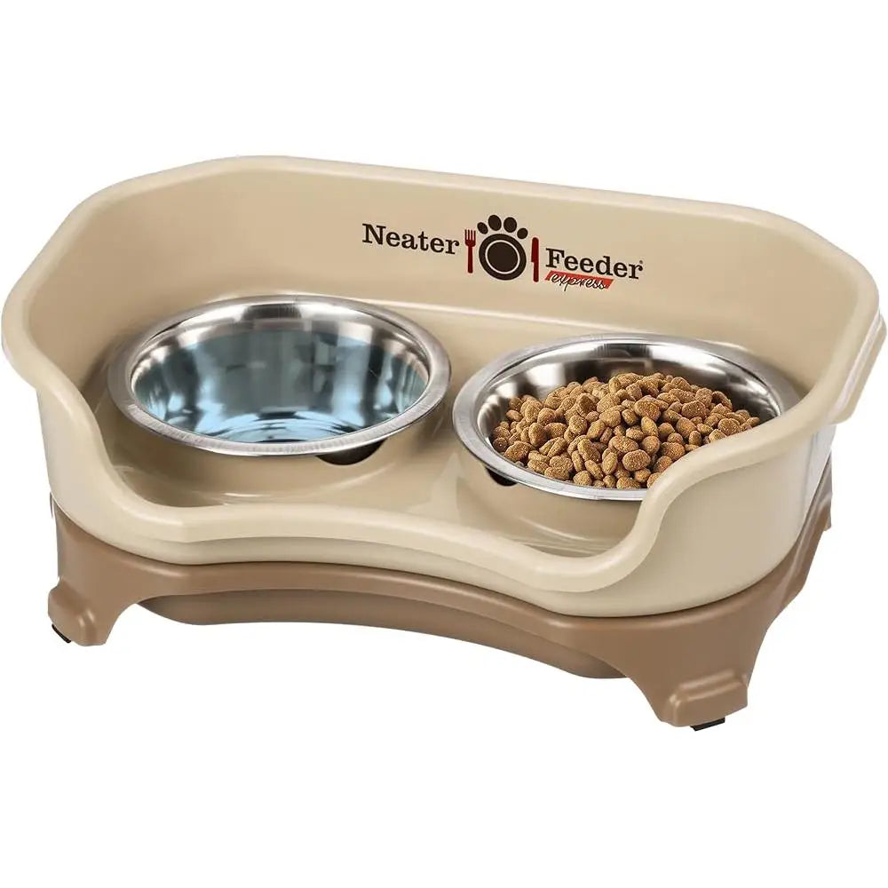 Mess Proof Elevated Dog Bowls Non Spill Non Tip Stainless Steel Catch Basin Small Dog Feeder Dishwasher Safe Rubber Feet
