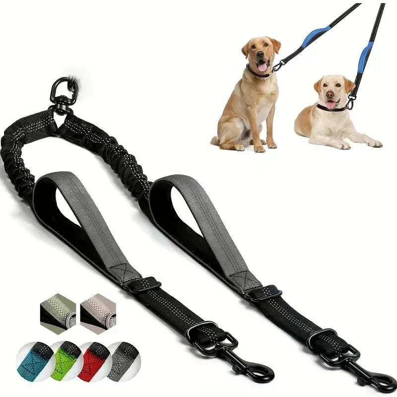 Dual Dog Leash Coupler – Padded, No-Tangle Design