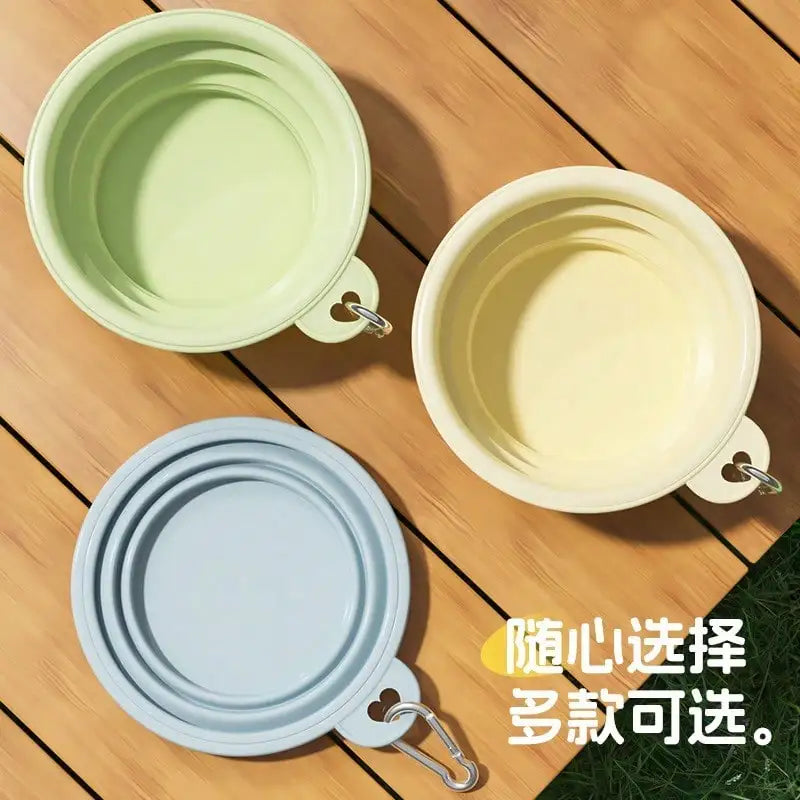 350ml Macaron Color Pet Outing Portable Foldableing Bowl Dog Drinking Bowl Cat Food Bowl Rice Bowl Travel Bowl with Carabiner