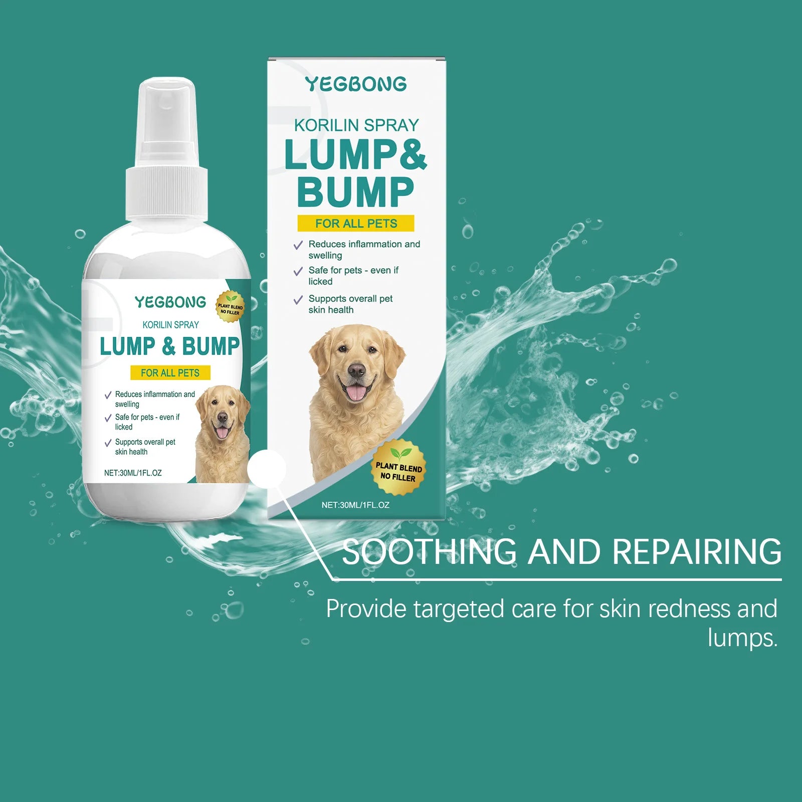 YEGBONG Hypoallergenic Pet Skin Care Spray Soothing Redness Relief Gentle Scratching Control for Dogs and Cats Sensitive Skin